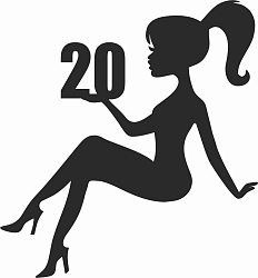 Топпер "Девушка, волосы хвост, 20 лет" ч 11*13 см