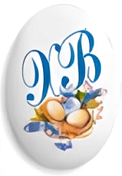 Сахарный медальон "ХВ синий" 3,5 см*2,5 см 1 шт