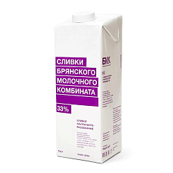 Сливки "БМК" 33% 1 л
